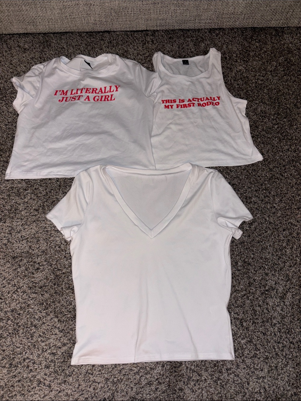 SHEIN White Graphic Crop Tops with Pink Text